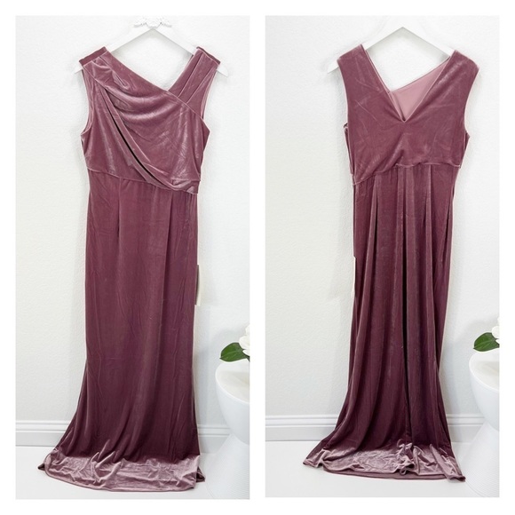 Adrianna Papell Velvet Mermaid Gown Dress Antique Rose Size 8 NWT - Picture 2 of 6